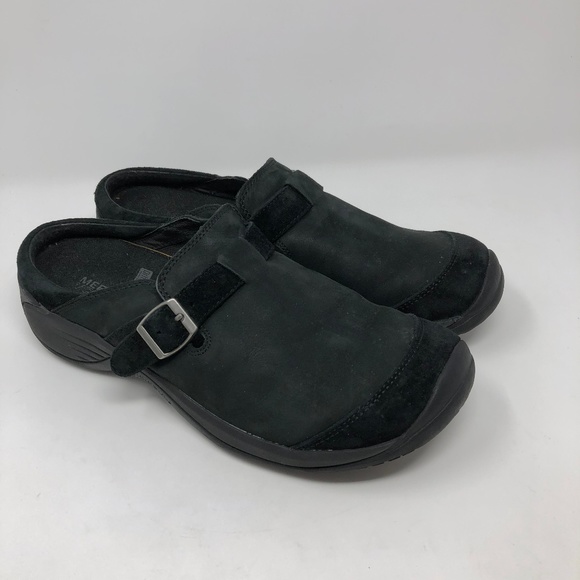 merrell black suede clogs
